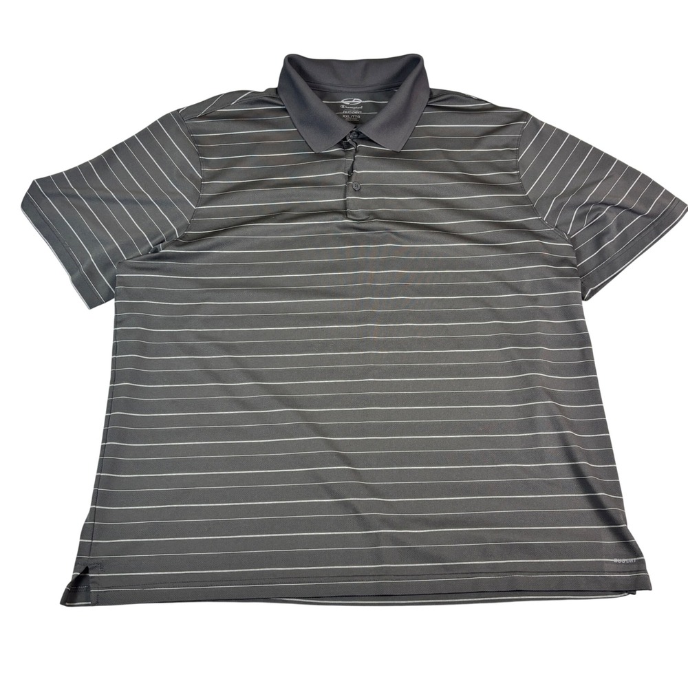 Champion Duo Dry Mens XXL Polo Shirt Black White Striped Short Sleeve Athletic